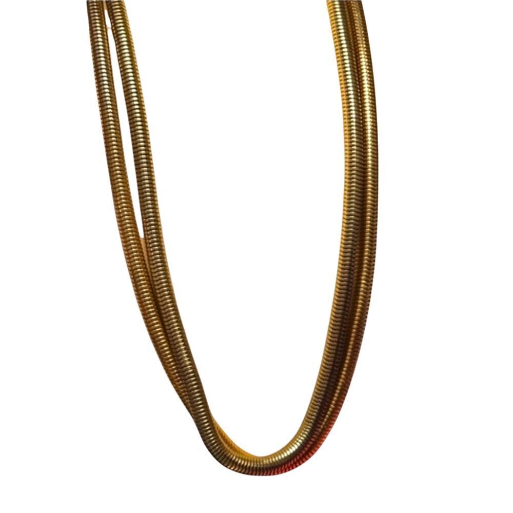 MIKA Signed Vintage Gold-Tone Tubular Coil Necklace Mod Minimalist Collar RR 17 - Picture 1 of 6
